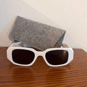 100% UV protection white frame sunglasses